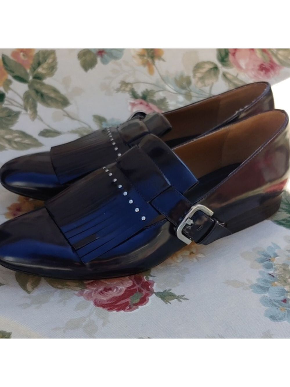Zara TRF Navy Blue Loafer Shoes with Fringe and Buckle Women's US 9 EU 40 - Picture 14 of 16